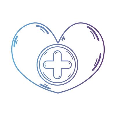 line heart medicine symbol to help the people