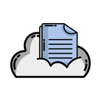 cloud data with digital document information vector