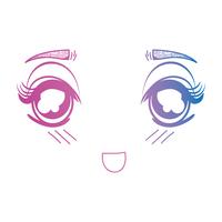 line anime girl face expression vector