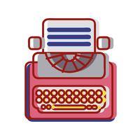 retro typewriter equipment with business document vector