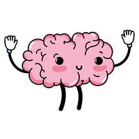kawaii cute happy brain with arms and legs vector