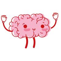 kawaii lindo cerebro feliz con brazos y piernas vector