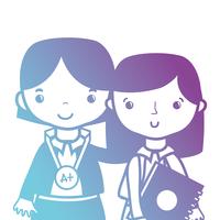 line teacher with student to class education lesson vector