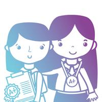 line teacher with student to class education lesson vector