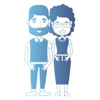 line avatar couple with hairstyle and clothes vector