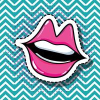 pop art mouth patch design vector