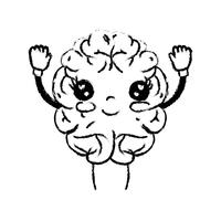 figura kawaii lindo cerebro feliz con brazos y piernas vector