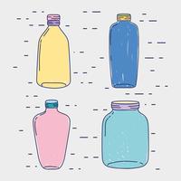 set jar mason glass with different shapes vector