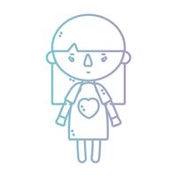 line girl with dress and hairstyle design vector