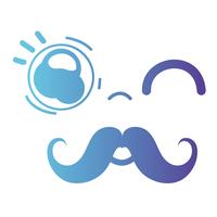 línea kawaii cara tierna linda con bigote vector