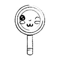 figure kawaii cute funny magnifying glass vector