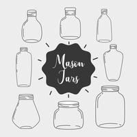 set jar mason glass with different shapes vector