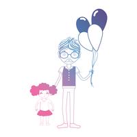 line father with his daughter and balloons design vector