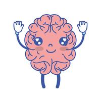 kawaii lindo cerebro feliz con brazos y piernas vector