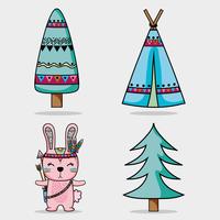 set cute animal tribal in the forest vector
