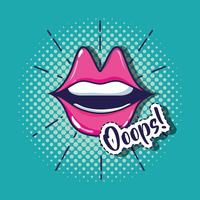 pop art mouth patch design vector