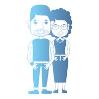 Línea avatar pareja con peinado y ropa. vector