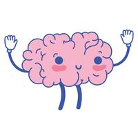 kawaii cute happy brain with arms and legs vector