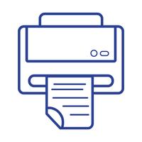 Tecnología de máquina impresora de líneas con documento empresarial. vector