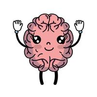 kawaii cute happy brain with arms and legs vector