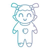 line nice baby girl with pijama and hairstyle vector