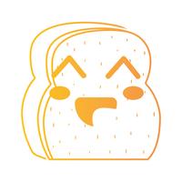 line kawaii cute happy slice bread vector