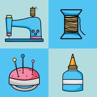 set art and craft creative objects vector