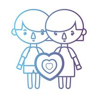 line children together with heart design vector