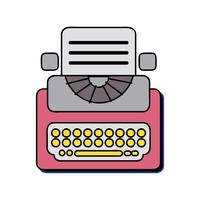 Equipo retro de máquina de escribir con documento comercial. vector