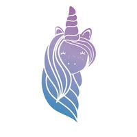 silhouette cute unicorn head with hairstyle vector