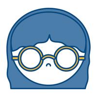 niña con gafas icono vector