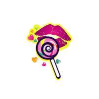 Lollipop Colorido Con Labios vector