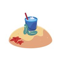 summer sand beach with flip flops scene vector