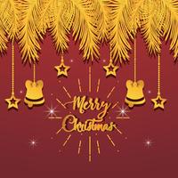 gold pine branches with hanging ornaments vector