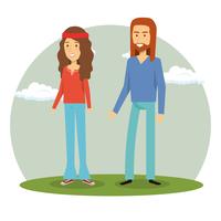 couple hippies lifestyle characters vector