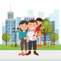 family members on the park vector