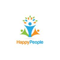 Logotipo colorido de gente feliz vector