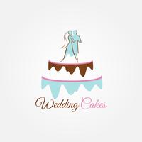 Wedding Cake with Couple on Top vector