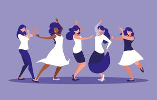 group women dancing avatar character vector