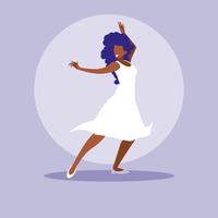 mujer bailando avatar personaje vector
