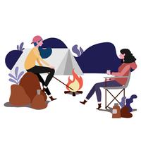 Couple camping together vector