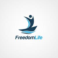 Freedom logo with simple figure in boat