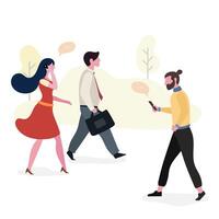 Working people walking to workspace vector