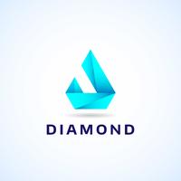 Logotipo de diamante geométrico azul vector