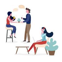 people working in workspace vector