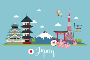 Japan travel landscape vector