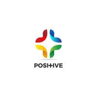 Logotipo de signo positivo colorido vector