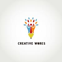 Creative Group of People Pencil Logo vector