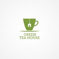 Logotipo de la casa de té verde vector