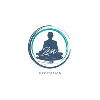 Logotipo de meditación con trazos de pincel vector